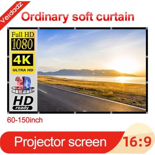 VEIDADZ Projector Simple Curtain 60-150 inches Home Outdoor KTV Office Portable 3d HD Foldable Projections Screens