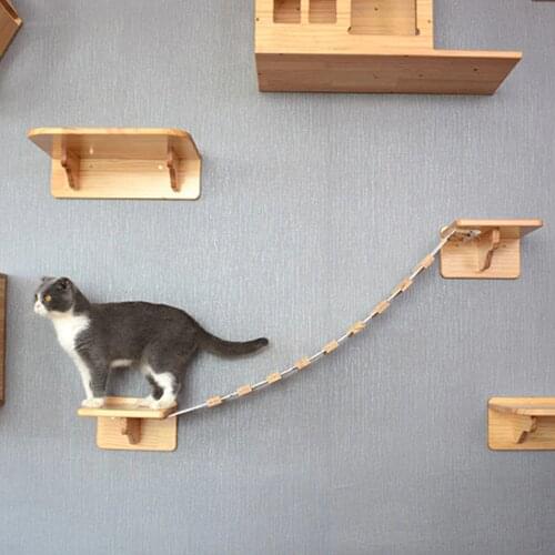 Cat Climbing Frame Pet Cat Climbing Ladder Wood Kitten Jumping Platform DIY Pet Furniture Wall-mounted Cat Toys Play House