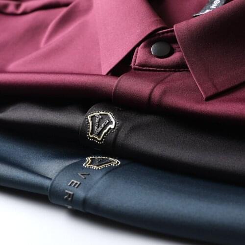 JSBDAutumn 2021 fashion rubber pressed shirt smooth stretch, no press nylon fabric business casual mens long sleeve shirt