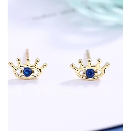 Gold Plated CZ Crystal The Eye of God Stud Earrings Fashion Men Women Anti Allergy Earring Trend Men Women Hip Hop Party Jewelry