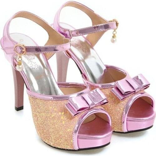 Big Size 9 10 11-15 ladies summer platform sandals women shoes woman Butterfly sequin fish mouth buckle