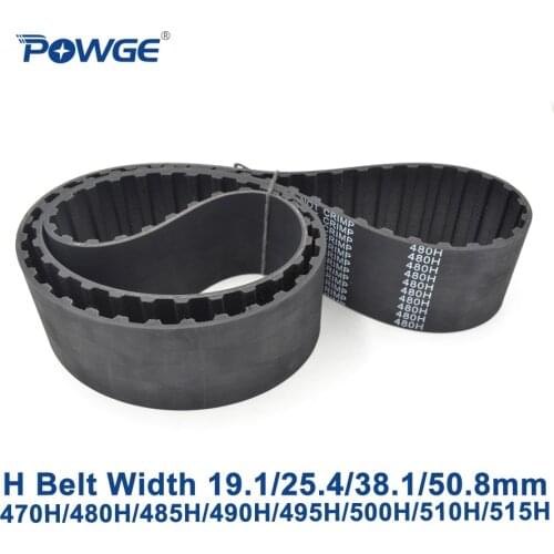 POWGE Inch H Synchronous timing belt 470H/475H/480H/485H/490H/495H/500H/505H/510H/515H Width 19.1/25.4/38.1/50.8mm Rubber Belts