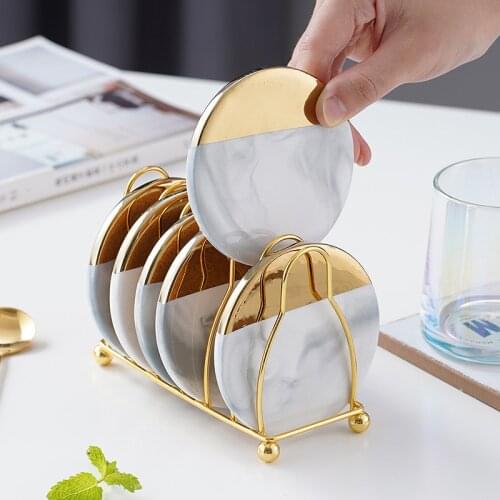 Light Luxury 6 Coasters with Shelf Set Heat Insulation Pad Teapot Mat Anti-scald Bowl Mat Non-slip Pad for Household Use