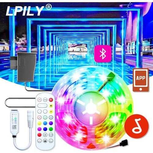 5050 LED Strip Ribbon LED Light Strips Waterproof RGB Tape Music Bluetooth Remote With 220V 12V Power Adapter Smart Lighting