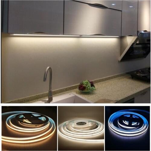 COB LED Strip Light Set Dimmable светоди FOB LED Tape Light with 12V Power Supply for Cabinet Kitchen Lamprip