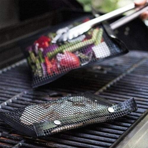 High Temperature Resistant Barbecue Bag Reusable Grilling Mesh Bags Non-Stick Barbecue Bag for Electric Gas Charcoal Grill
