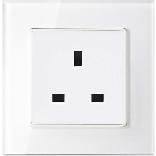 UK 86 British three hole socket panel Tempered glass switch Wall Socket