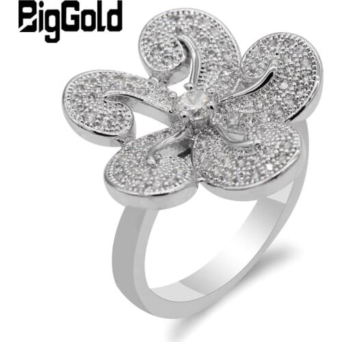 Luxury Fashion CZ Flower Ring with AAA Cubic Zirconia Stones Classic Gorgeous Finger Ring for Women Special Engagement Jewelry
