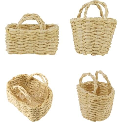 1PCS Mini Simulation Vegetable Fruit Rattan Basket Model for 1/12 Miniature Dollhouse OB11 BJD House Kitchen Accessories