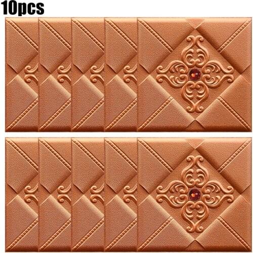 10Pcs Wall Stickers 3D Tile Brick Wall Sticker Se-lf-adhesive Foam Panel Waterproof *100% Brand New And High Quality
