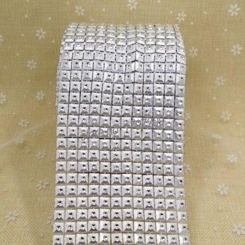 12rows 4"x5Yards Square Diamond Studded Diamond Mesh Wrap Rhinestone Crystal Ribbon Roll Wedding Decors wedding centerpieces