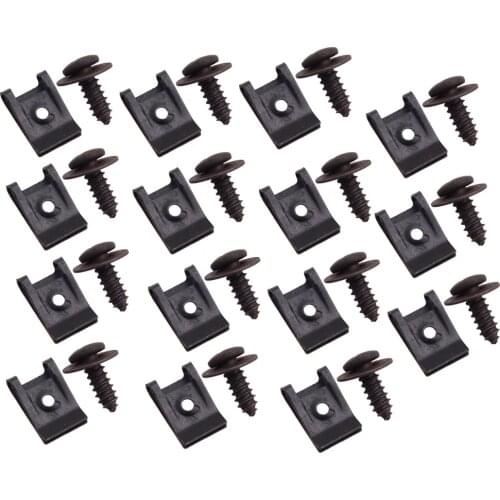 15Sets Metal Spring U-type Fastener Clips With Screws Fit For Car Bumper Fender Trim Panel Fitting Accessories