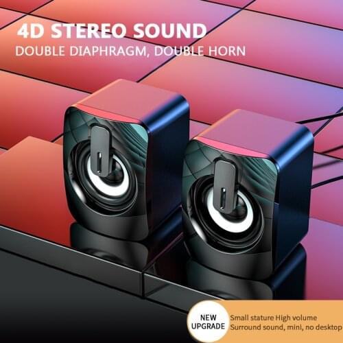 2021 Computer Speaker 4D Surround Sound Mini Subwoofer Music Speaker 3.5mm Jack Laptop Notebook PC Phone Stereo Loudspeaker