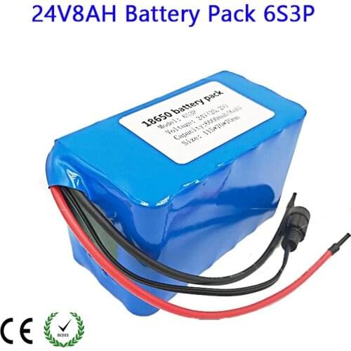24V 8AH Battery Pack 6S 3P 25.2V With 15A BMS For GPS Navigator/Camera/Golf Car/Electric Bike /LED / Light