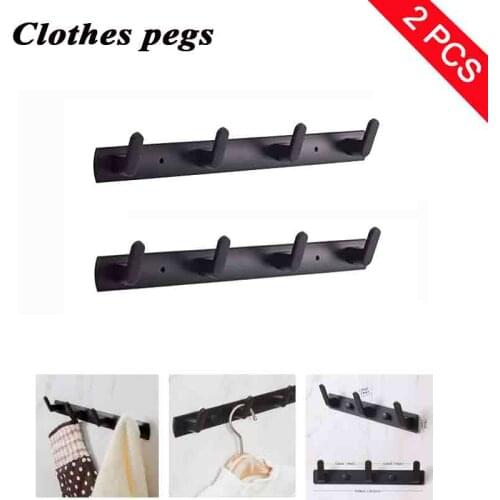 3/4/5/6 Hook Matte Black Towel Hook Metal Modern Coat Hook Decoration Bathroom Wall Hanging Hook Shower Hook Kitchen Hook