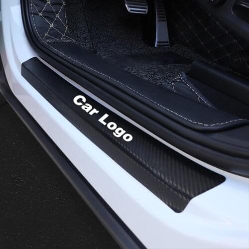 4pcs Car Door Sill Threshold Protected Carbon Fibre Sticker For Land Rover Defender Discovery Freelander Evoque LR2 LR3 LR4