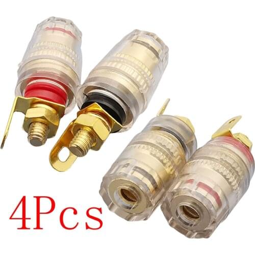 4Pcs Gold Plated 4 mm Binding Post Speaker Audio Amplifier Terminal 4mm Banana Plug Socket Jack Connector