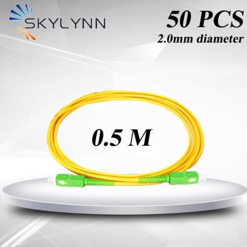 50 PCS 0.5 Meter Short Fiber Optic Patch Cord, SC/APC-SC/APC SM G652D/G657A1/G657A2 SX Core 2.0mm Optical Fiber Jumper