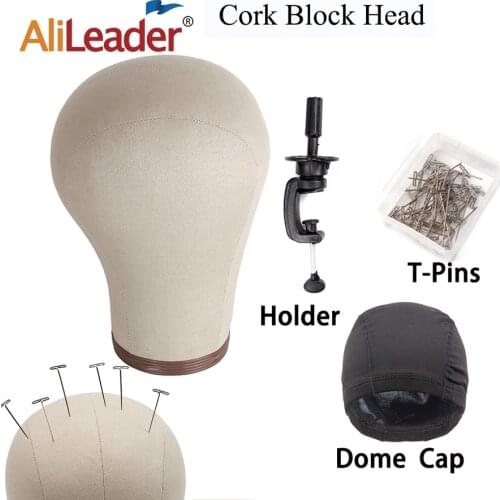 Alileader 21 22 23 24 Inches Cork Canvas Head For Making Human Hair Wigs High Quality Environmentally Cork Head For DIY Wigs