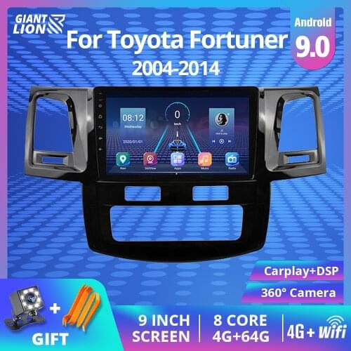 2Din Android 9.0 Car Radio Player For Toyota Fortuner 2004 2005-2014 Multimedia Video Audio Gps Navigation Car Head Unit DVD