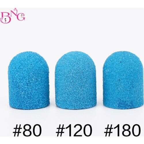 BNG 5pcs 10*15mm Hot Sell Pink Blue Nail Art Sanding Caps Bands Manicure Pedicure Nail Tools File For UV Gel Acrylic Polishing