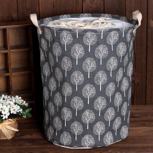 Large Cotton Linen Washing Laundry Basket Drawstring Beam Port Dirty Clothes Bucket Toy Storage Organizer Household Sundries Bag