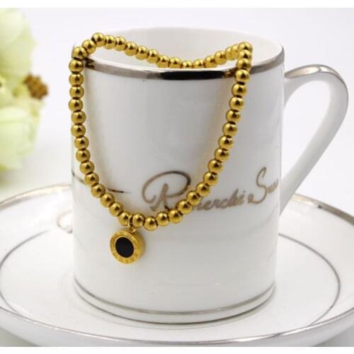 Roman Numerals Two Side Circle Round For Women Shell Women Jewelry Stainless Steel Ball Love Beaded Bracelets K0006