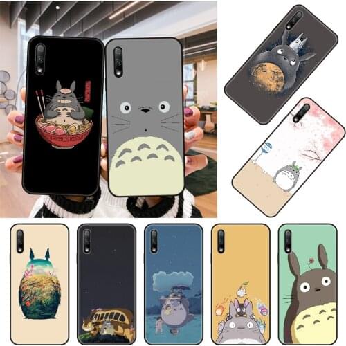 Phone Case For Huawei Honor 9X 9 9A 10 20 8X 8A 8S 7X 7A i 6A Pro Play Lite Black Cover Back Silicone Bumper Cartoon Totoro
