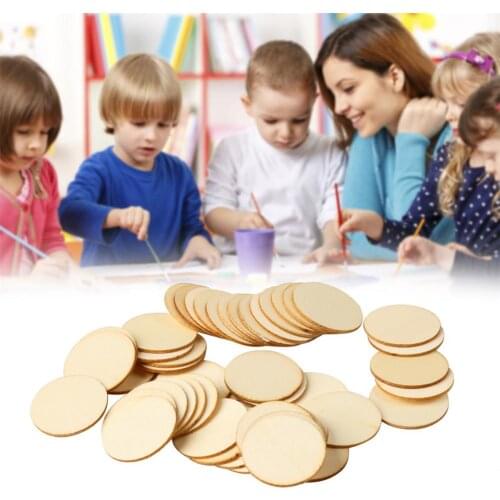 Wooden Childrens DIY Painted Small Round Disc Holiday Decoration Christmas Easter Ornament Handmade DIY Painted Small Wafer