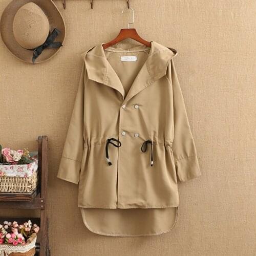 Plus sizes Fat Enlarged version of the long and windbreaker waist with adjustable drawstring front short back long spring jacket