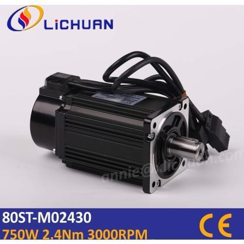 Lichuan 80st-M02430 750w servo motor flange 80 2.39Nm 3000rpm AC220V 0.75KW ac engine