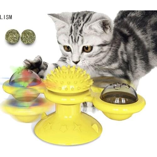 Cat Windmill Toy Turntable Teasing Interactive Cat Toys Interactive With Catnip Cats Scratching Tickle Tool Pet Massage Supplies