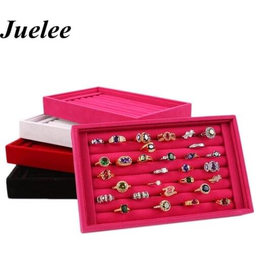 Juelee Ring Storage Box Organizer Earring Display Show Case Organizer Tray Boxes Six Colors Home Storage