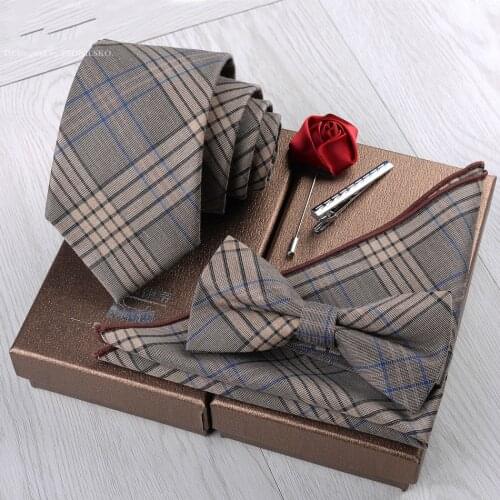 Fashion Tie Set 5PCS/SET Necktie Hankerchief Pocket Square Neckties Bow Ties Tie Set Novelty Mens Ties