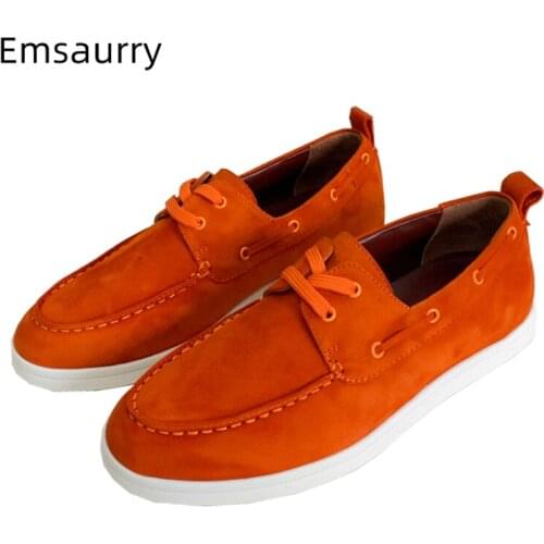 Concise Lace-up Flat Heel Casual Shoes Woman Sewing Round Toe Luxury Suede Slip-on Lazyman Outwear Mules For Girls