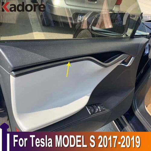 For Tesla MODEL S 2017-2019 Carbon Fiber Car Door Decoration Moulding Cover Trim Strip Protection Stickers Interior Accessories