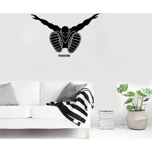 Parkour Wall Decal Sticker Free Running Tracers Jump Sport Vinyl Boys Bedroom Art Wall Mural Vinilos Paredes Wallpaper LC044