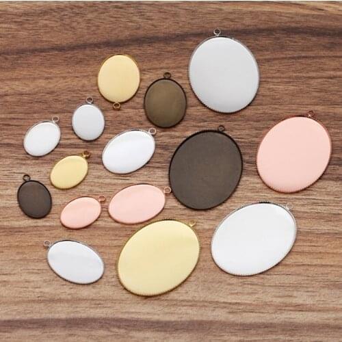 SIXTY TOWFISH 50 Pieces 13*18mm 18*25mm 30*40mm Brass Vintage Blank Pendant Cameo Cabochon Base Setting Jewelry Accessory