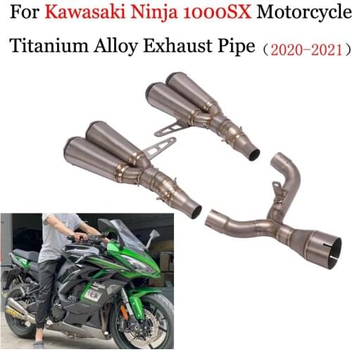 Slip On For Kawasaki Ninja 1000SX Z1000 2020 - 2021 Motorcycle Titanium Alloy Double Exhaust Muffler Modified Middle Link Pipe