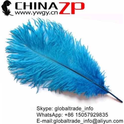 CHINAZP Factory 30-35cm(12-14inch) 200pcs/lot Selected Quality Dyed Blue Ostrich Wing Plume Feathers