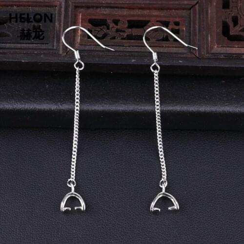 925 Sterling Silver Women Drop Earrings Any size Any Shape Semi Mount Hook Earrings Setting fit Amber Turquoise Garnet Opal