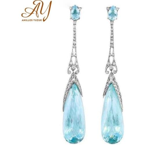 Anillos Yuzuk 5 Color 925 Sterling Silver Earring With Amethyst Gemstones Water Drop Shaped Drop Earrings For Women Wedding Gift