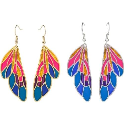 Charm Gold Silver Color Dangle Earrings Trendy Female Rainbow Butterfly Wings Earrings For Women Cute Bride Drop Wedding Earring