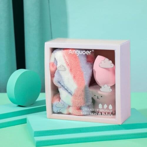 1 Set Spa Facial Headband Silicone Face Cleaning Brush Makeup Blender Sponge Kit C1FF