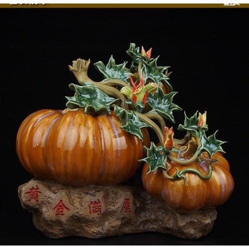 12''chinese ceramic pottery Painting handcraft home decorate fruit pumpkin