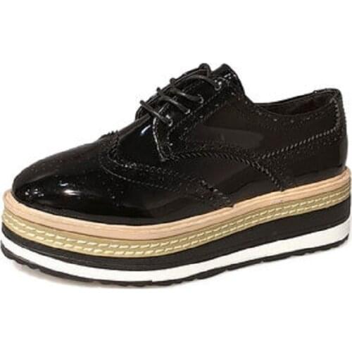 2019 new black muffin bottom casual single shoes fashion British wind thick bottom Locke womens shoes