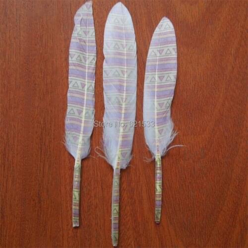 50Pcs/Lot! 10-15cm Fringe Pattern Printed Feathers, The Printing Crafts Feathers,Loose Duck Cocottes Feathers,BULK/WHOLESALE