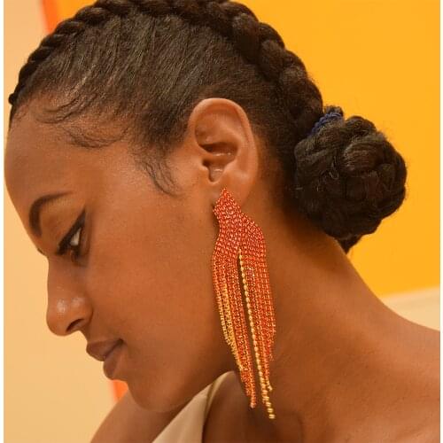 Shiny big earrings for wedding bridal jewelry 13.1cm length tassel women earring dangle bright summer color crystal