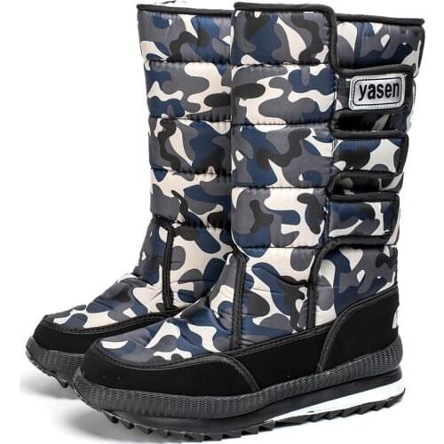 Mens snow boots waterproof men designer winter boots With Fur winter shoes canvas black platform thick plush warm Plus size 47