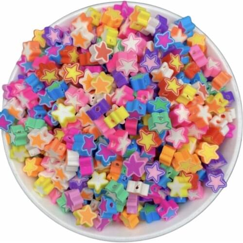 50 pcs Mixed Polymer Fimo Clay 5-leaves Multicolor Star starfish Beads, jewelry Making